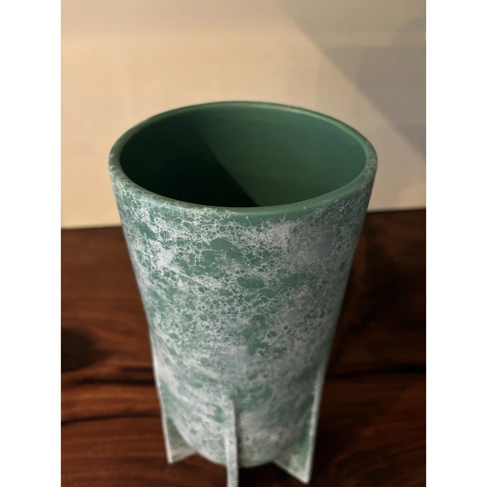 JONATHAN ADLER Tall Vase White Marble Ceramic Berlin Bowl Art Deco Table Decor